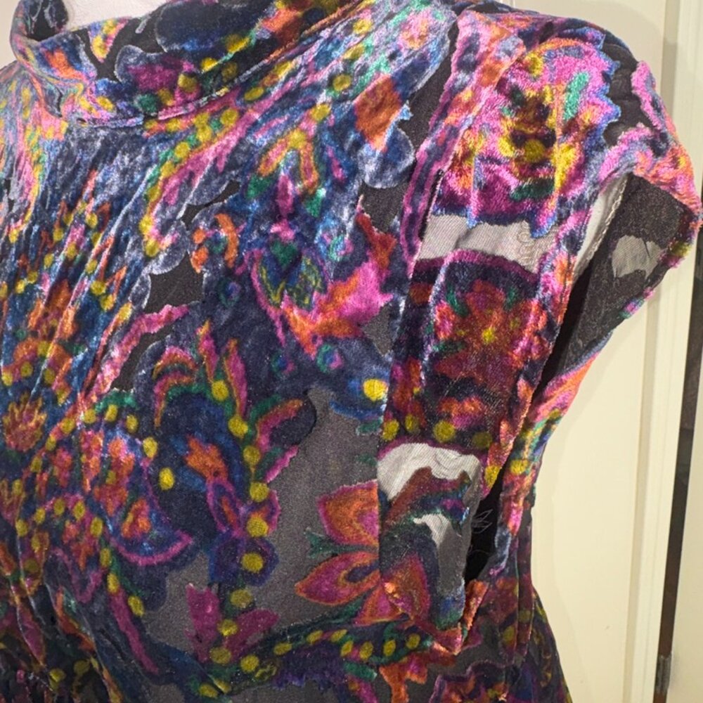 Free People Purple Paisley Velvet Mini Dress - Picture 3 of 15